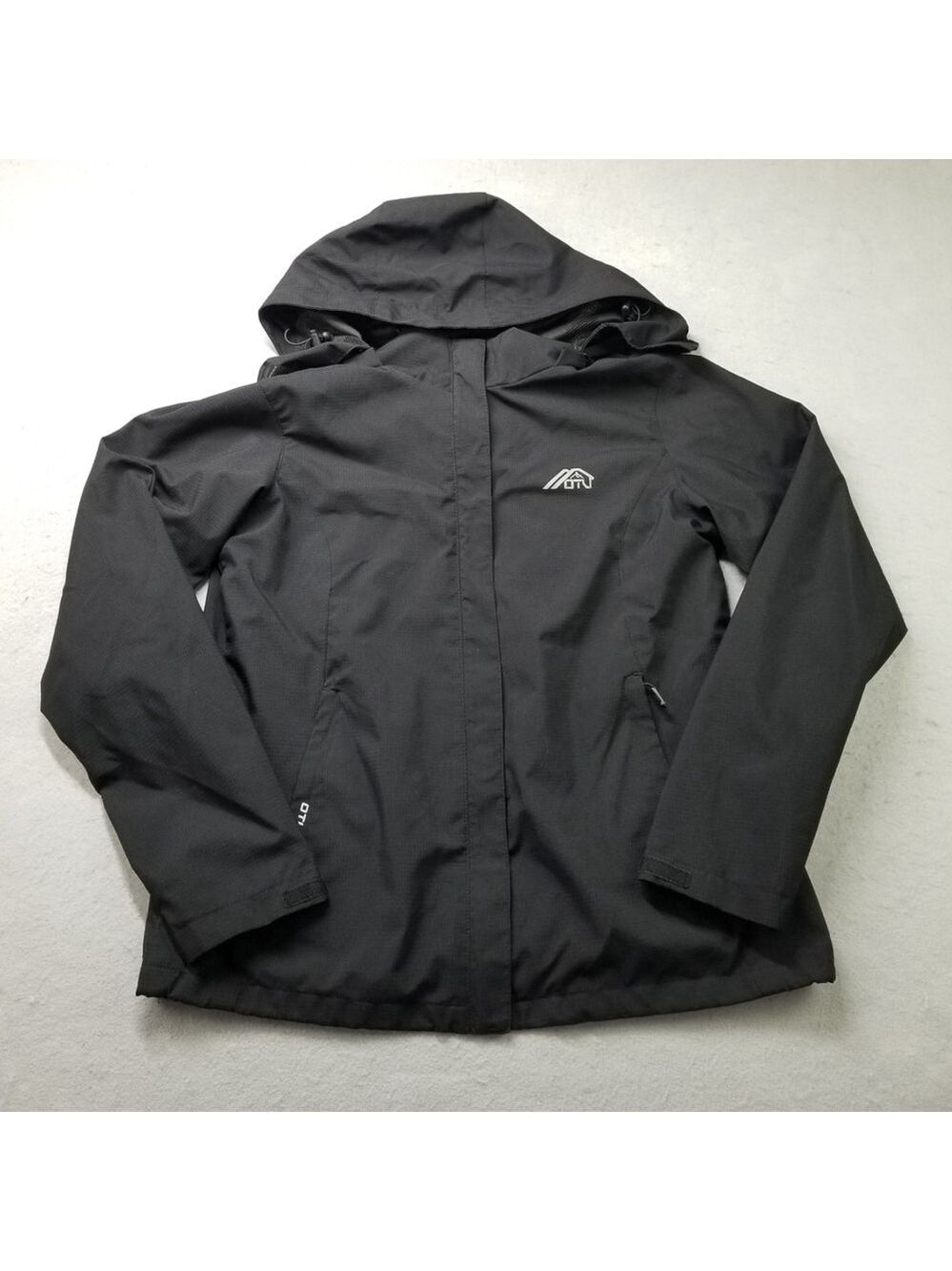 OTU Jacket Womens Size M Black Lightweight Hooded Outdoor Full Zip